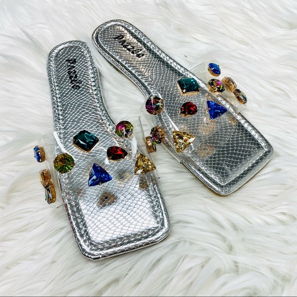 Silver clear gem sandal - Picture 3 of 6